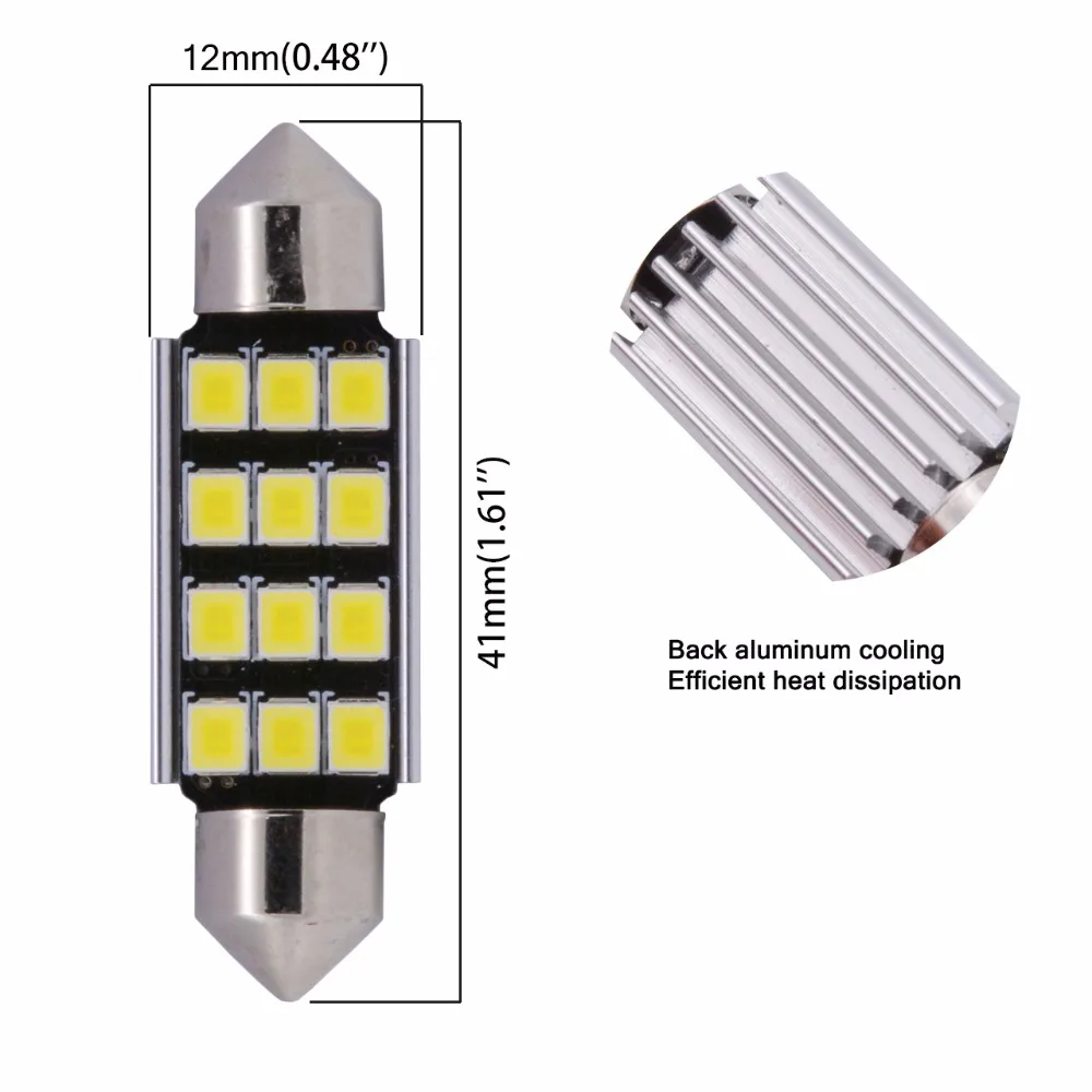2 шт. Автомобильные светодиодные гирлянды из алюминия 1 72 дюйма 41 мм|interior car lights|car