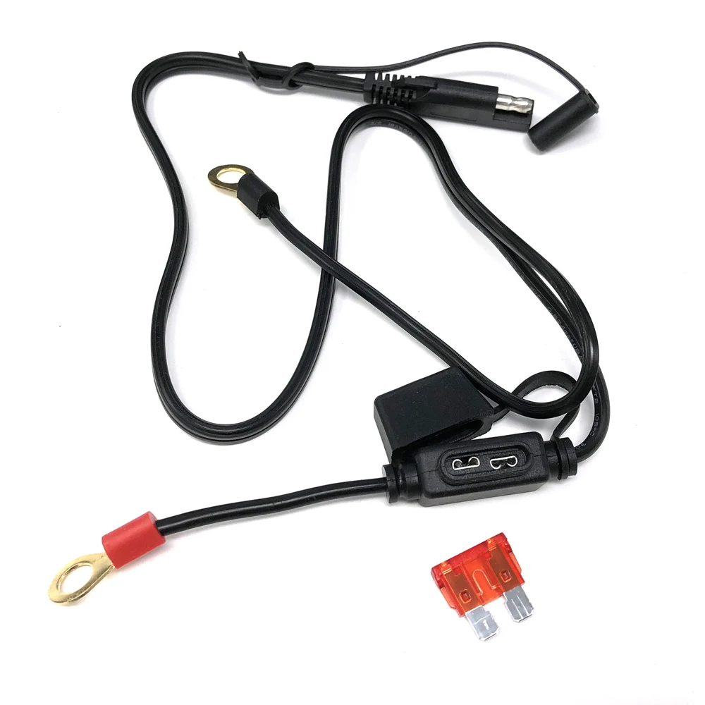 18AWG SAE Расширение соединительный кабель с защитой от повреждений и кольцом терминал Батарея Зарядное устройство для быстрого отсоединения, прибор для 10A предохранитель шнур для автомобиля мотоцикла трактора