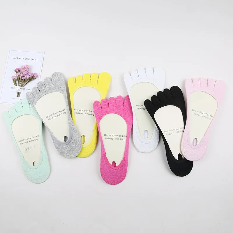 3 пары женские носки летние трендовые однотонные пять пальцев большой палец на