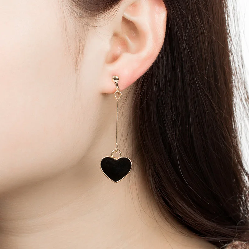 

Fashion Simple Lovely Red Heart Ear Clip Earrings for Women Personality Earrings Girl Fashion Jewelry Accessory Gifts