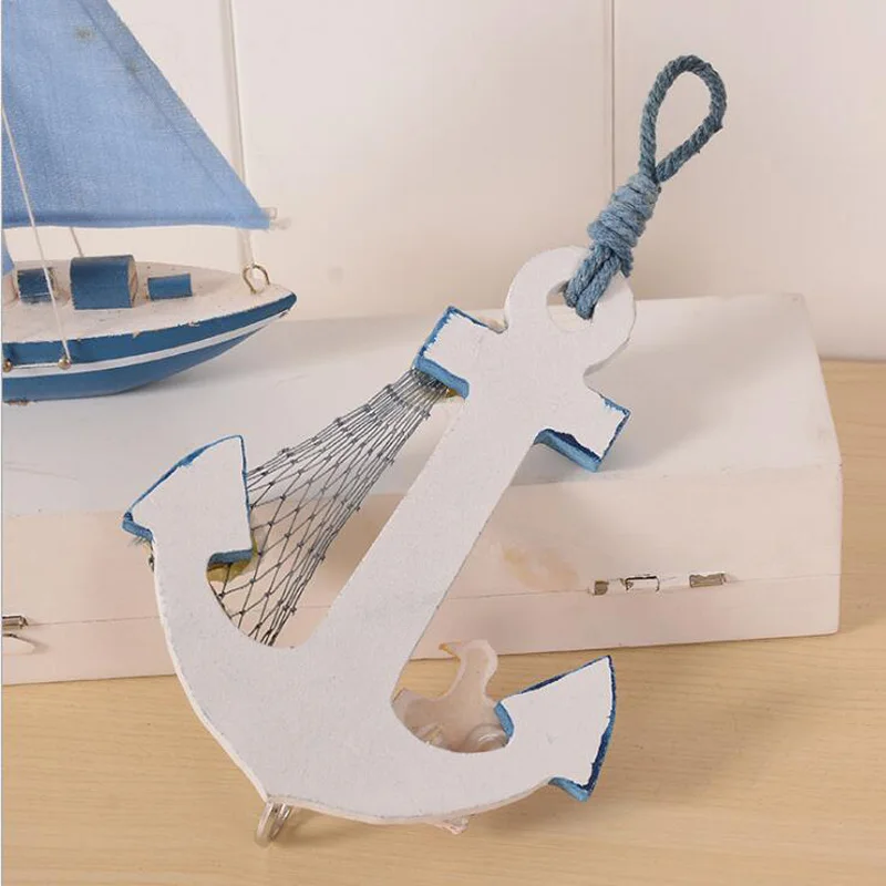 Мини модный настенный крюк деревянный якорь форма термометр ракушка пляжный
