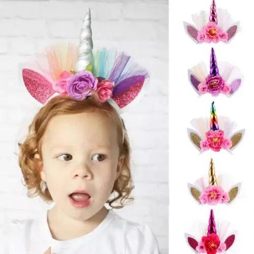 2018 Новый Одежда для детей малышей девочек Цветной головной убор-единорог