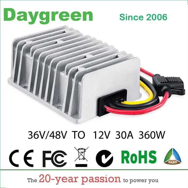 48 V-12 V 30A 360 Вт гольф-кары Напряжение редуктор постоянного тока DC понижающий преобразователь CE по ограничению на использование опасных материалов в производстве Сертифицированный Водонепроницаемый 48VDC для 12VDC 30AMP - Цвет: 48V TO 12V 30A Fuse