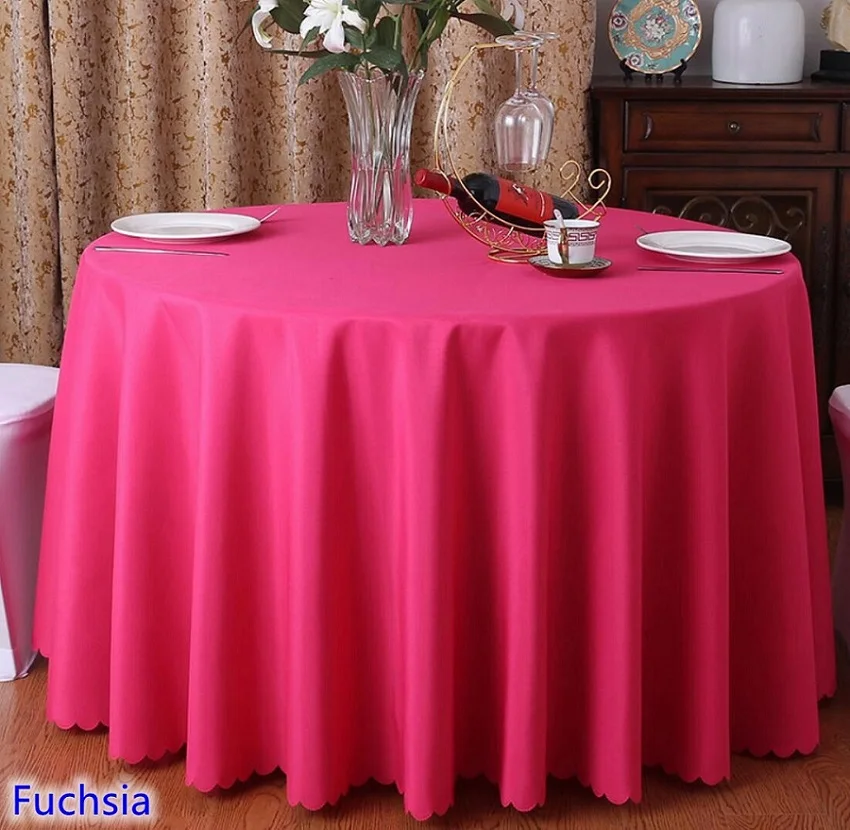 FUCHSIA 24 цвета, свадебные скатерти, скатерть, полиэстер, скатерть, для отеля, банкета, украшения для круглых столов - Цвет: FUCHSIA