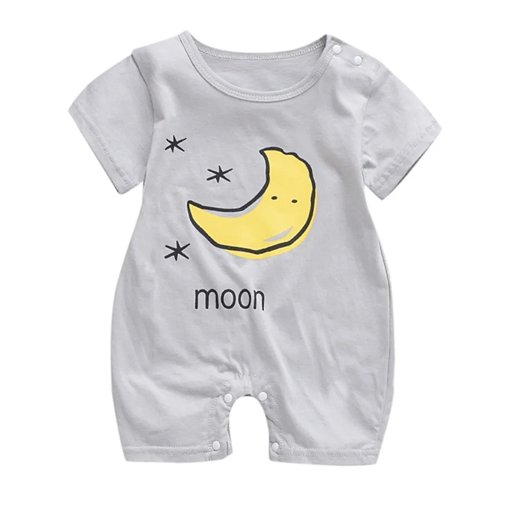 Gray Одежда для малышей; комбинезон с короткими рукавами; костюм для мальчиков; Летний комбинезон для новорожденных девочек; ночная рубашка для младенцев; Звезда Луна солнце; комбинезон с облаком - Цвет: Gray