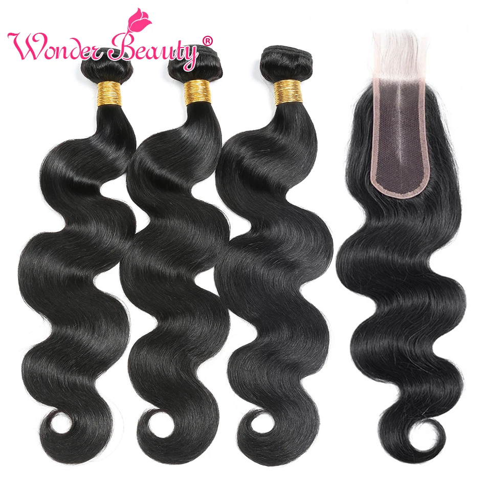 Бразильские волнистые пряди с 2x6 закрытием чудо красота бразильских волос