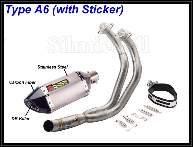 Type A6(sticker) Выхлопной побег на мотоцикле мото выхлопной трубы Полный Системы для Yamaha MT07 MT-07 FZ07 FZ-07 Tracer(-) XSR700 - Цвет: Type A6(sticker)