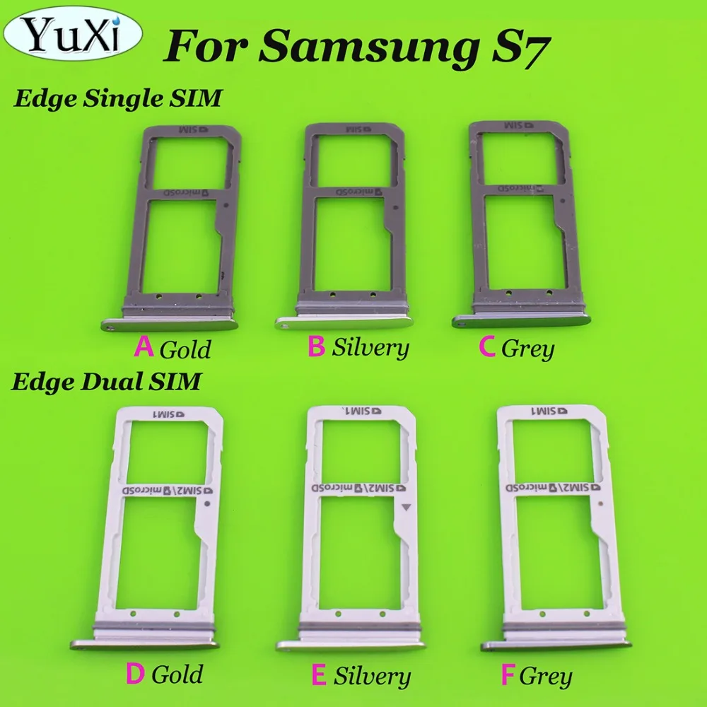 

YuXi Sim Card Tray For Samsung For Galaxy S7 edge G935 G935F G935A Single / Dual Signal / Dual Sim Card Reader Holder Slot Tray