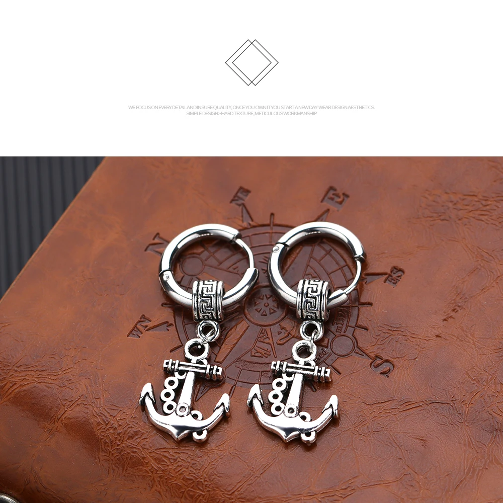 Европейская и американская мода личности серьги в виде якоря ретро мужские