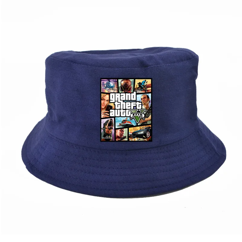 Мода Grand Theft Auto V 5 GTA 5 шляпы ведра Горячая игра GTA 5 вентиляторы Кепка летняя Рыбацкая шляпа для рыбалки женские шапки boonie - Цвет: Синий