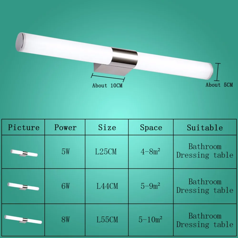 Светодиодный зеркальный светильник для ванной комнаты водонепроницаемый