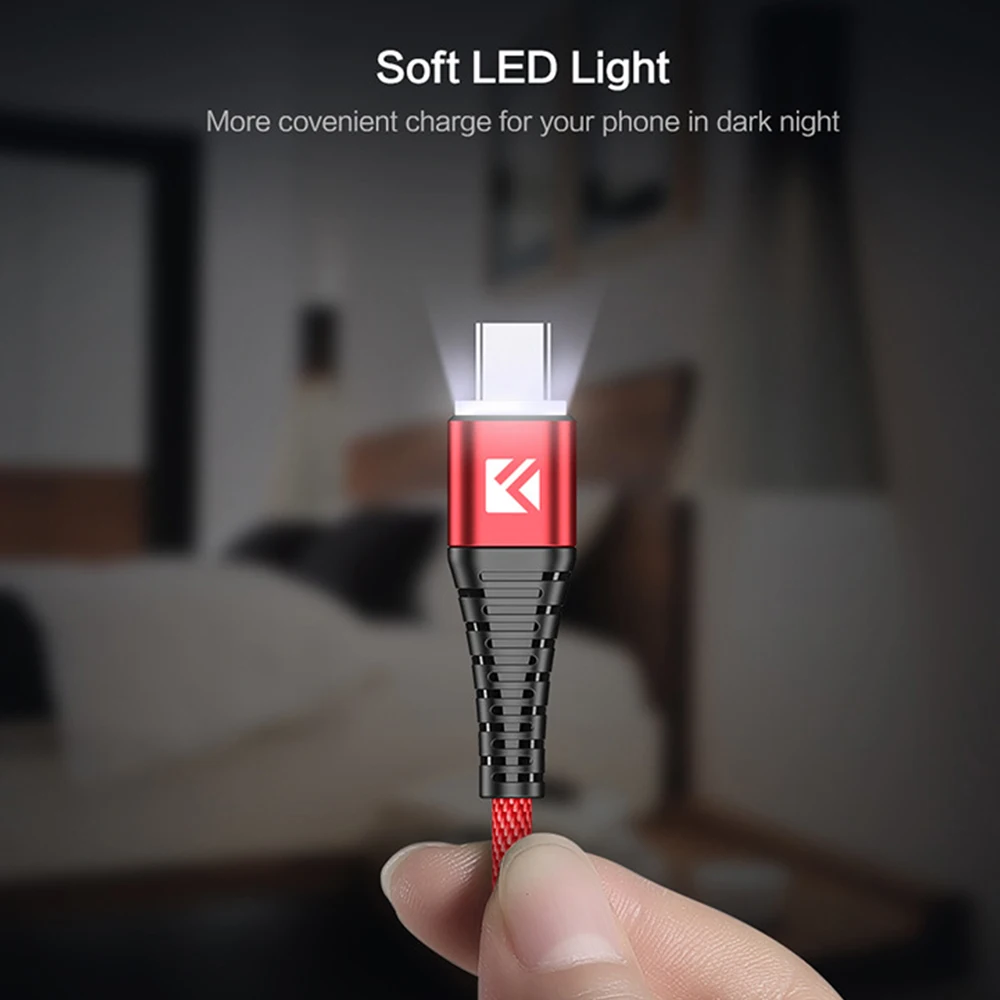 Кабель быстрой зарядки FDBRO FLOVEME 1 м usb кабель для iPhone Micro USB Type C 2 А LED Провод Samsung