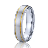 tungsten rings men two tone luxury designer jewelry with never fade gold color groove anillo hombre