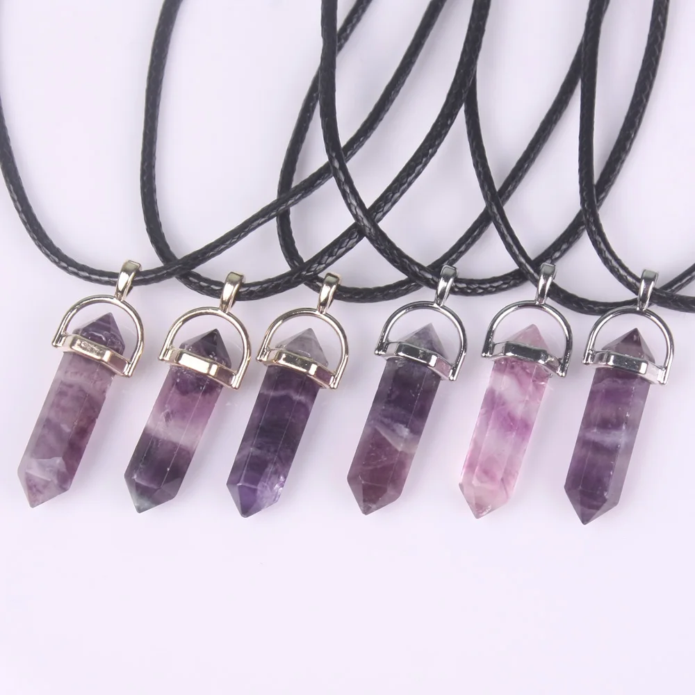 Пурпурный флюорит ожерелье с подвеской маятник змеиная цепочка исцеляющая чакра