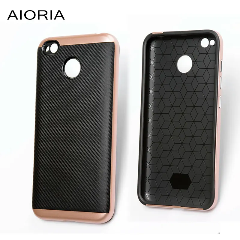 Luxury Case for Xiaomi Redmi 4X silicone TPU with H PC material cover carbon fiber & metal button design Shockproof|Бамперы| |