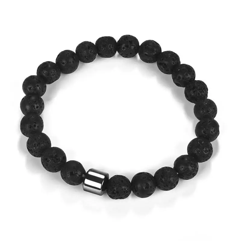 4 Lava Stone Jiayiqi 8 мм бусины натуральный камень браслет для мужчин счастливый подарок для женщин ювелирные изделия 18 см - Окраска металла: 4 Lava Stone