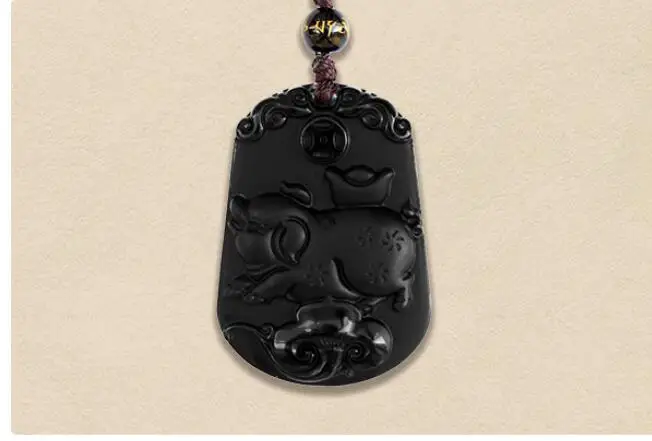 WAN jewelry Black stone Zodiac pig Men and women Pendant To help transport necklace | Украшения и аксессуары