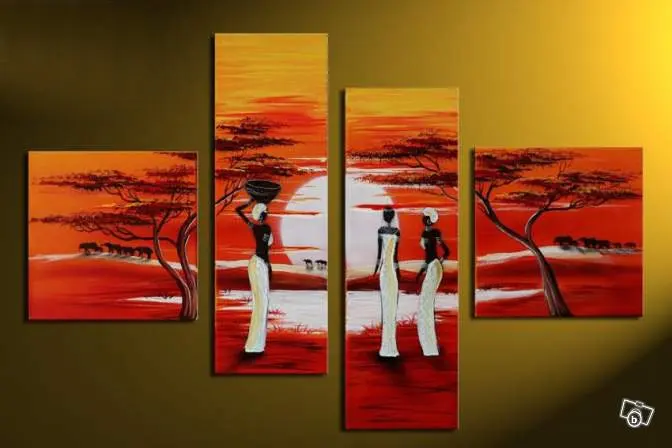 Ручная роспись стены африканского племени животные восход украшения дома