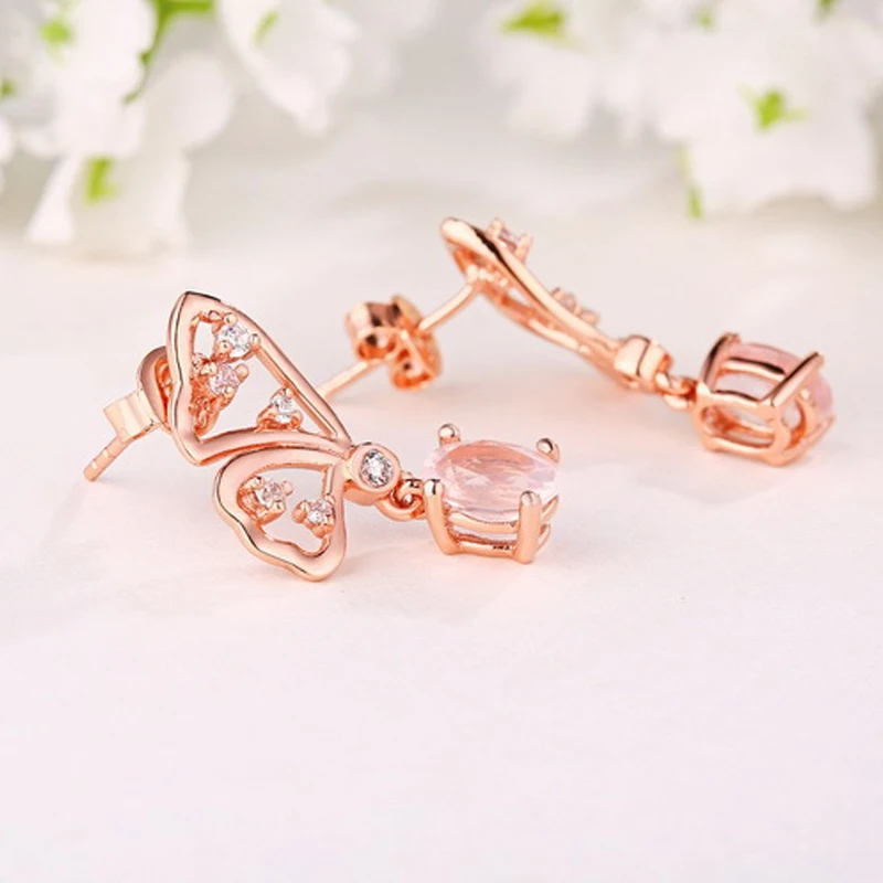 ANI 925 Sterling Silver Women Drop Earrings Natural Gemstone Jewelry Oval Cut Rose Quartz or Amethyst Dangle for Female | Украшения и