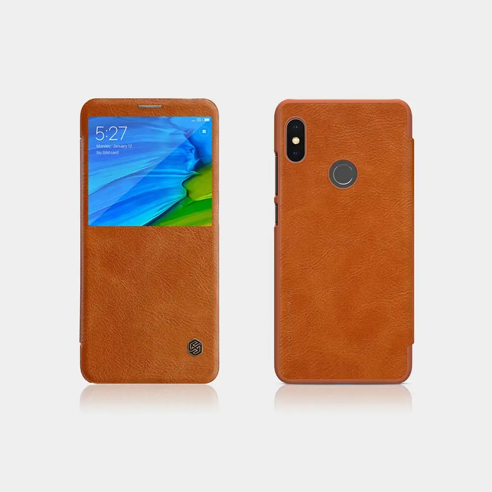 Коричневый Для Xiaomi Redmi Note 5 Pro Чехол Nillkin Qin роскошный Флип кожаный чехол с умным окошком для Redmi Note 5 Prime чехол для телефона - Цвет: Коричневый