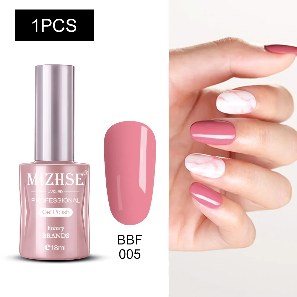 BBF005 MIZHSE Nail Polishes 18ml Vernis Semi Permanant UV Gel Polish Hybrid Nail Art Lacquer For Stamping Soak off Varnish Gel - Color: BBF005