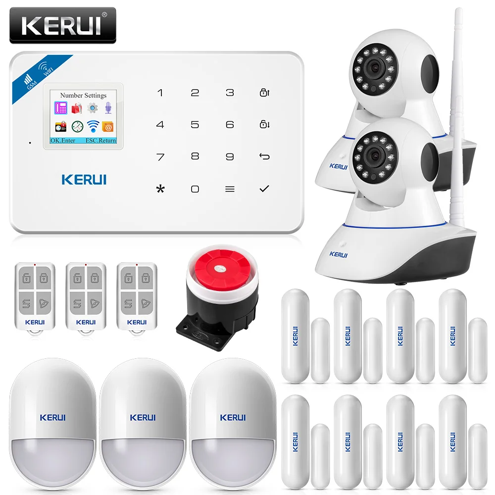KERUI Wi-Fi GSM охранная сигнализация ip-камера приложение управление домашний PIR детектор движения датчик двери сигнализация детектор сигнализация