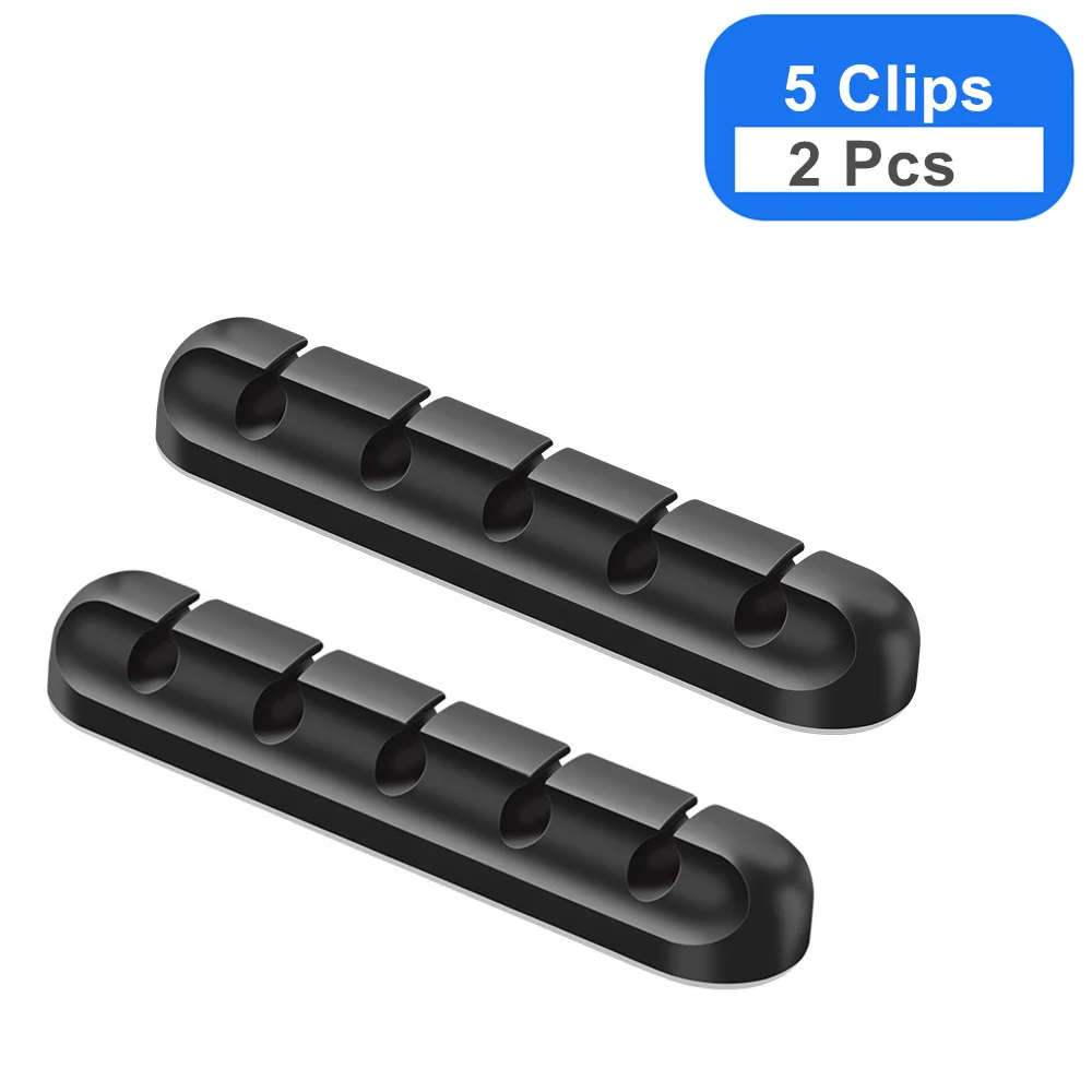 2Pcs 5Clips Олаф USB кабель держатель силиконовый Кабельный организатор гибкий устройство для сматывания шнура питания и Управление 3/5/7 зажимы держателя для Мышь наушники - Цвет: 2Pcs 5Clips