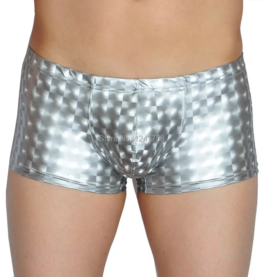 Мужское нижнее белье трусы боксеры с квадратным вырезом блестящие сексуальные