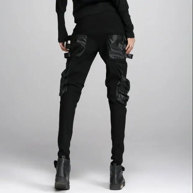 2020 spring and autumn new punk style collage pockets feet harem pants female personality was thin casual pants tide