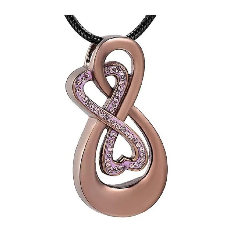 Фото IJD08 Infinity Love Урна Подвеска из нержавеющей стали Змеиная цепочка Украшения для кремации для праха для женщин Бесплатные инструменты для наполнения в комплекте №4