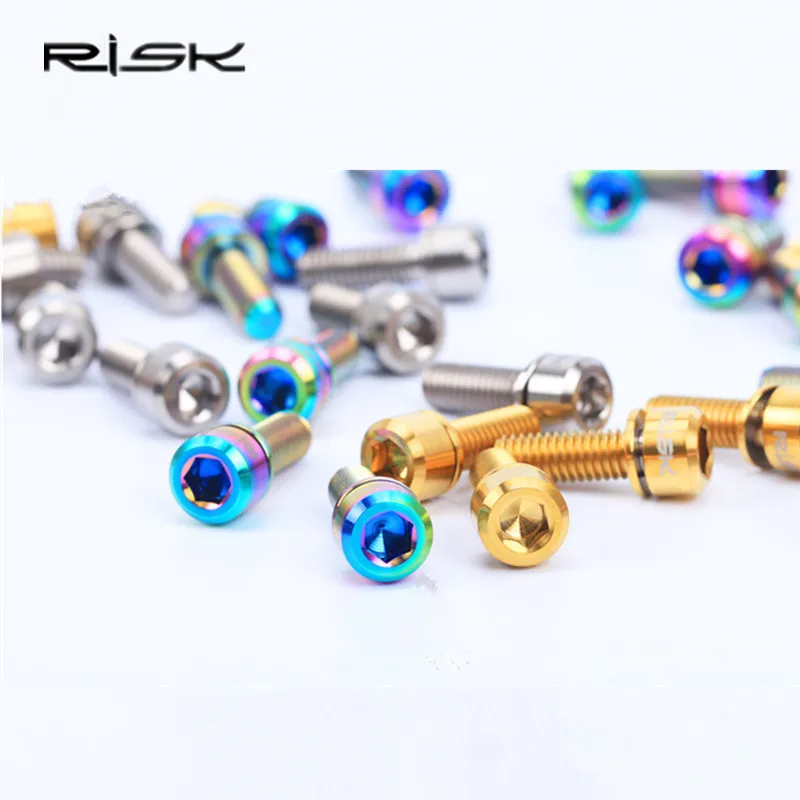4pcs Disc Brake Screws Titanium MTB Mountain bike M6*18/M6*20mm Bolts Clamp With Gasket Stigma Cone Head | Спорт и развлечения