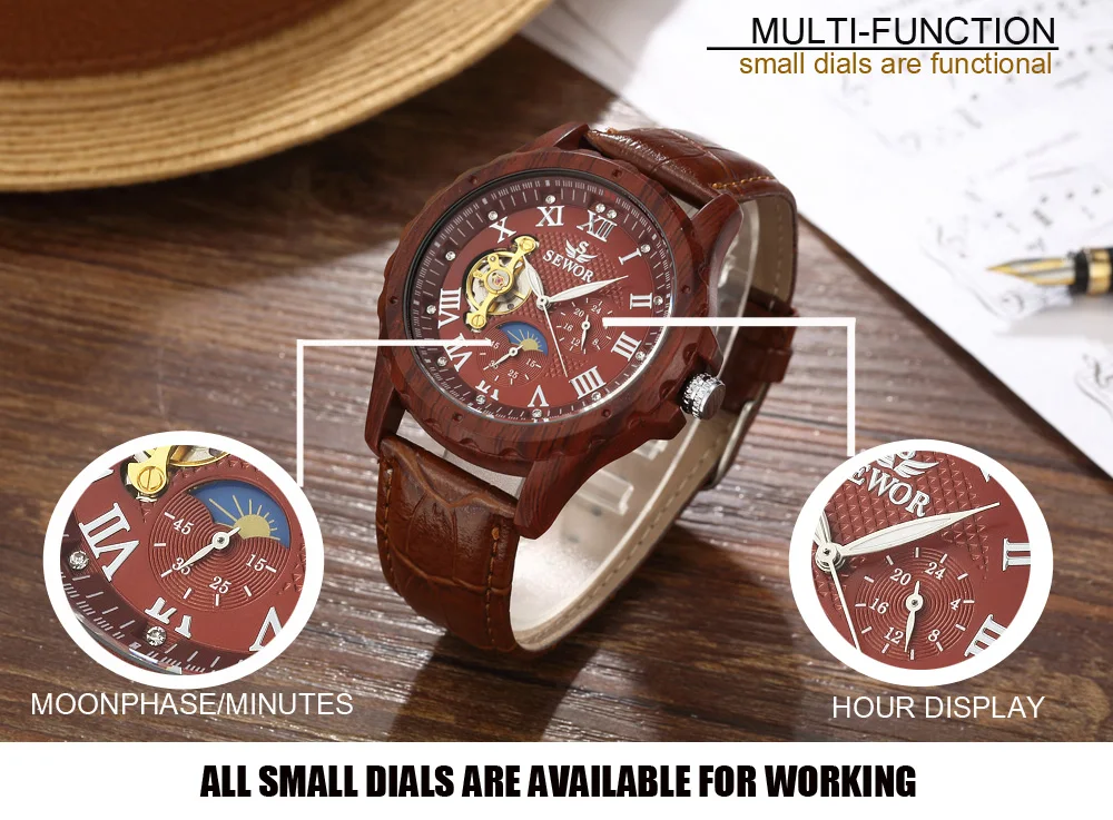 SEWOR Топ бренд класса люкс Tourbillon автоматические механические часы мужские