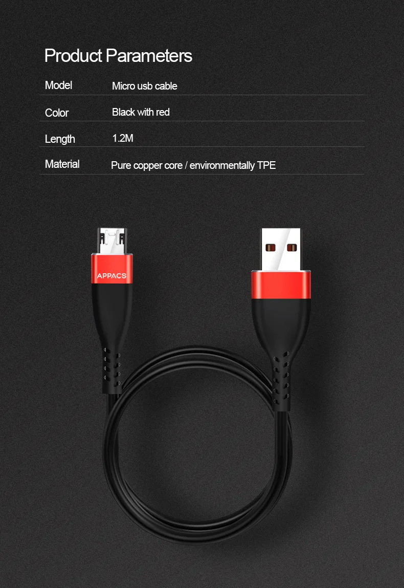 APPACS Реверсивный Micro USB кабель для samsung Xiaomi Redmi Дата-кабель USB зарядное устройство зарядный кабель быстрое зарядное устройство кабель для мобильного телефона