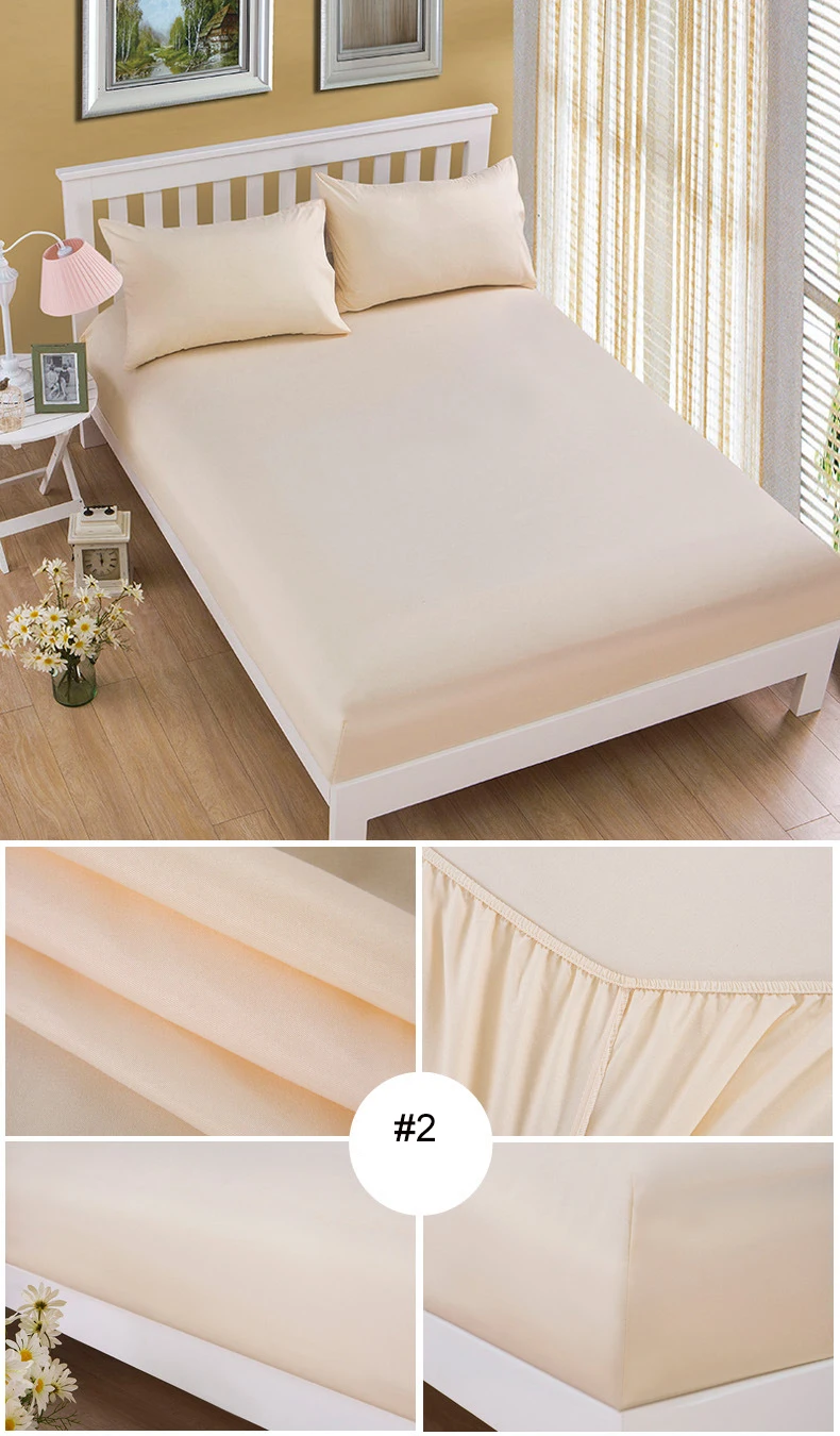 Натяжная простыня из полиэстера 1 шт. однотонное постельное белье с четырьмя