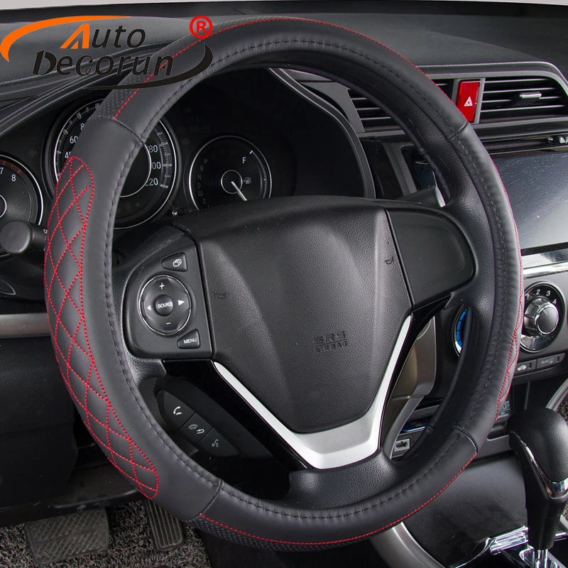 Чехол на рулевое колесо Autodecorun с кожаной оплеткой чехлы 37 38 см|leather car steering|leather