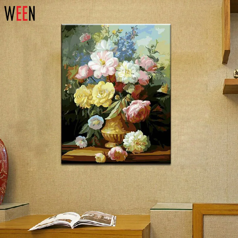 DIY цветок живопись по номеру 40*50 см на холсте Набор для рисования маслом домашний