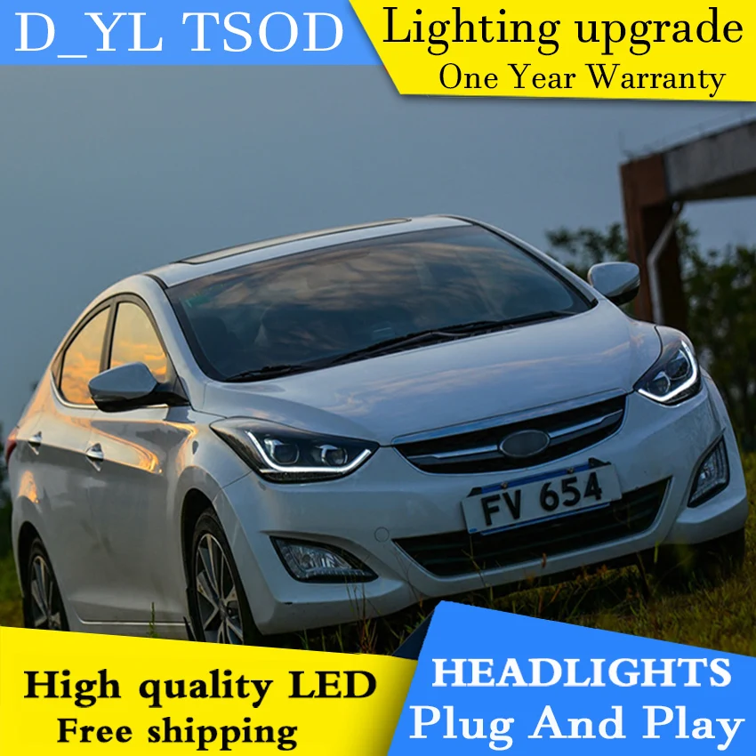 Стайлинг автомобиля фары для Elantra 2012- светодиодный фонарь для Elantra Головной фонарь СВЕТОДИОДНЫЙ дневной ходовой фонарь светодиодный DRL биксеноновый HID