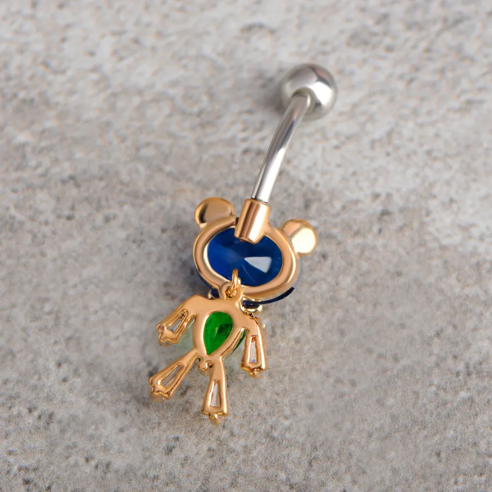 Пупок Funmor медный с фианитом в форме медведя пикантное украшение для пупка из