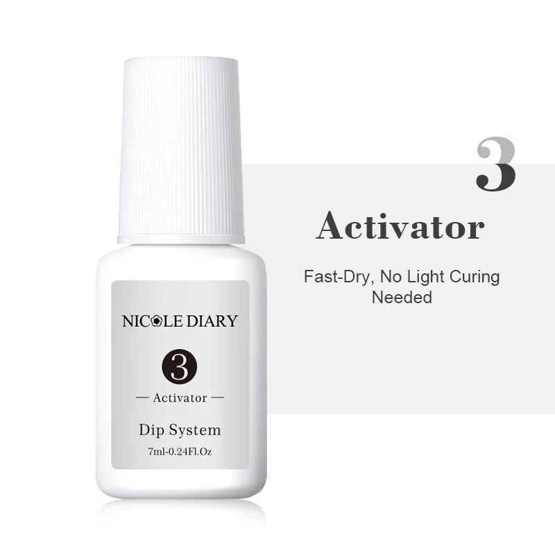 Activator NICOLE DAIRY погружение Dip порошок для ногтей 10 мл блеск без лампы лечение натуральный сухой Dip хром система жидкость для маникюра погружение - Цвет: Activator
