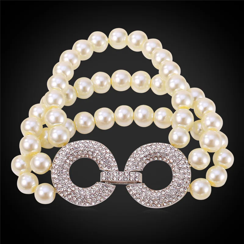 

Pearl Bracelet For Women Fashion Jewelry Gift Elegant Style Design Rhinestone Multil-Layer Bracelet Pearl Jewelry H1536