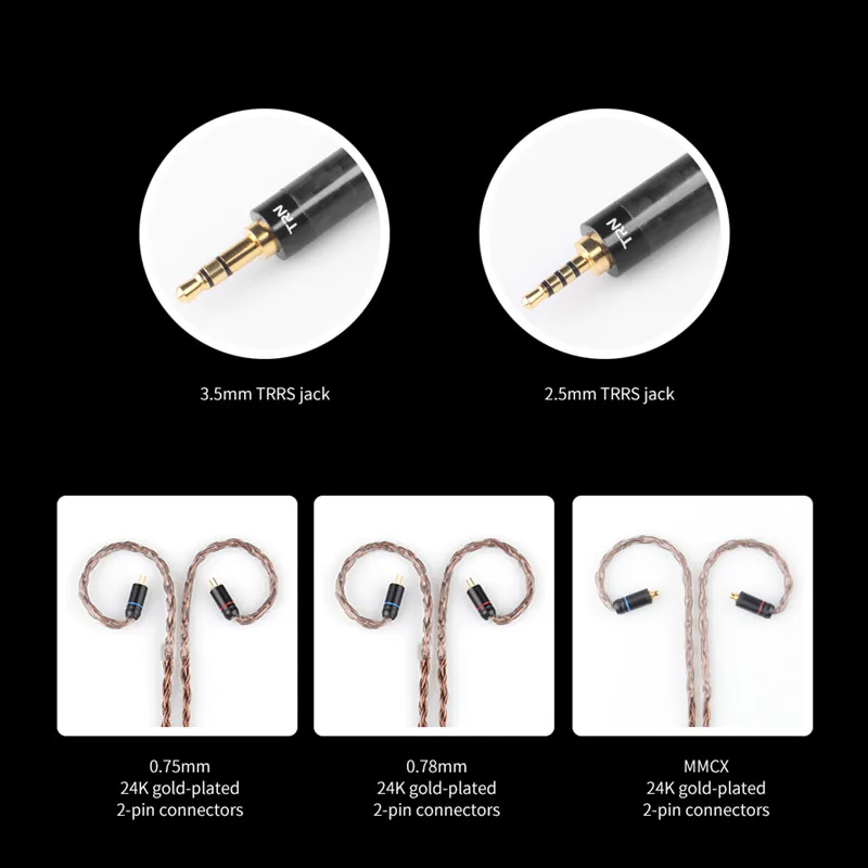 TRN 16 Core посеребренный медный кабель для наушников HIFI кабель для обновления 3,5 мм/2,5 мм разъем MMCX/2PIN 0,75 мм 0,78 мм интерфейсные кабели