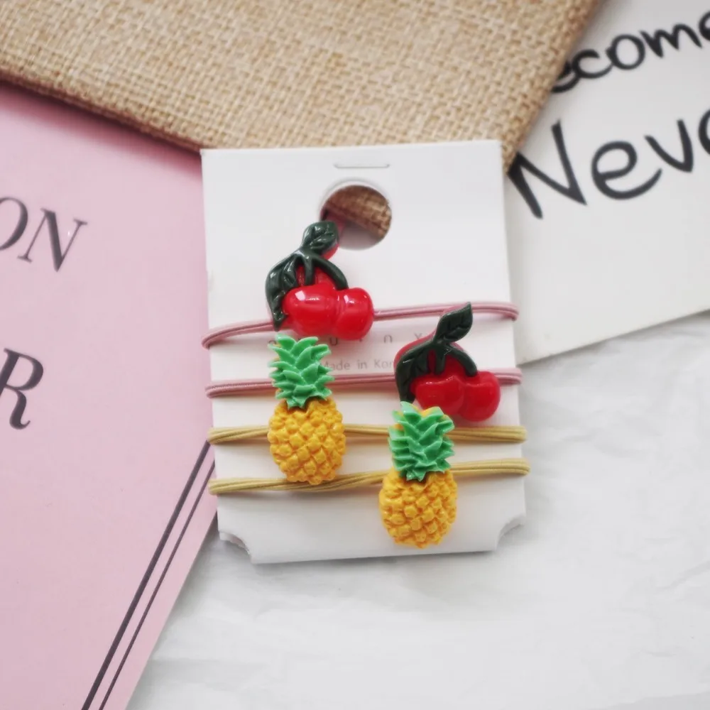 4 шт. новые Мультяшные Овощи Фрукты эластичные детские ленты для волос аксессуары