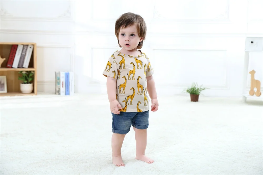 Топы с короткими рукавами для мальчиков и девочек модная летняя детская