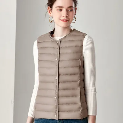 GMPWAT Повседневная однотонная зимняя женская пуховая жилетка модная без рукавов