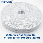 Ремень ГРМ POWGE с зубьями дуги, белый ремень ГРМ с открытым зубьем из искусственной кожи, 5 м-30 мм, Ширина 30 мм, фоторемень синхронный, HTD5M, 50 метров