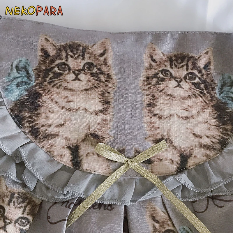 Милое летнее женское платье их Cat JSK в стиле &quotЛолита&quot юбка без рукавов на
