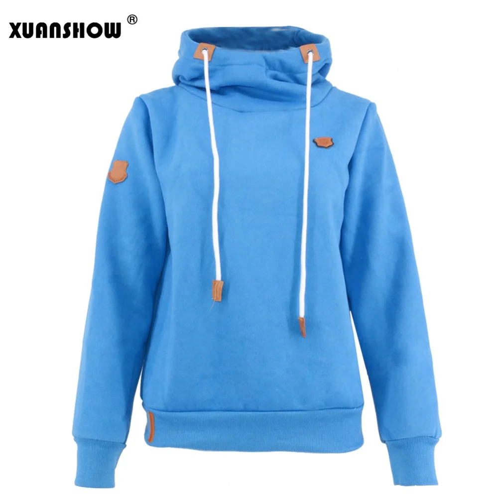 Женские хлопковые толстовки XUANSHOW теплые пуловеры с капюшоном и длинным рукавом