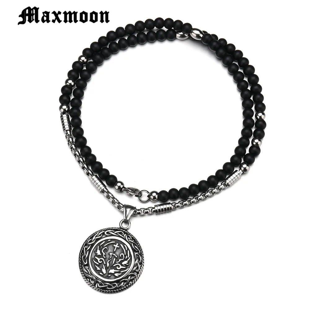 Maxmoon круглые крестовые подвески и бусы ожерелья серебряного цвета из нержавеющей