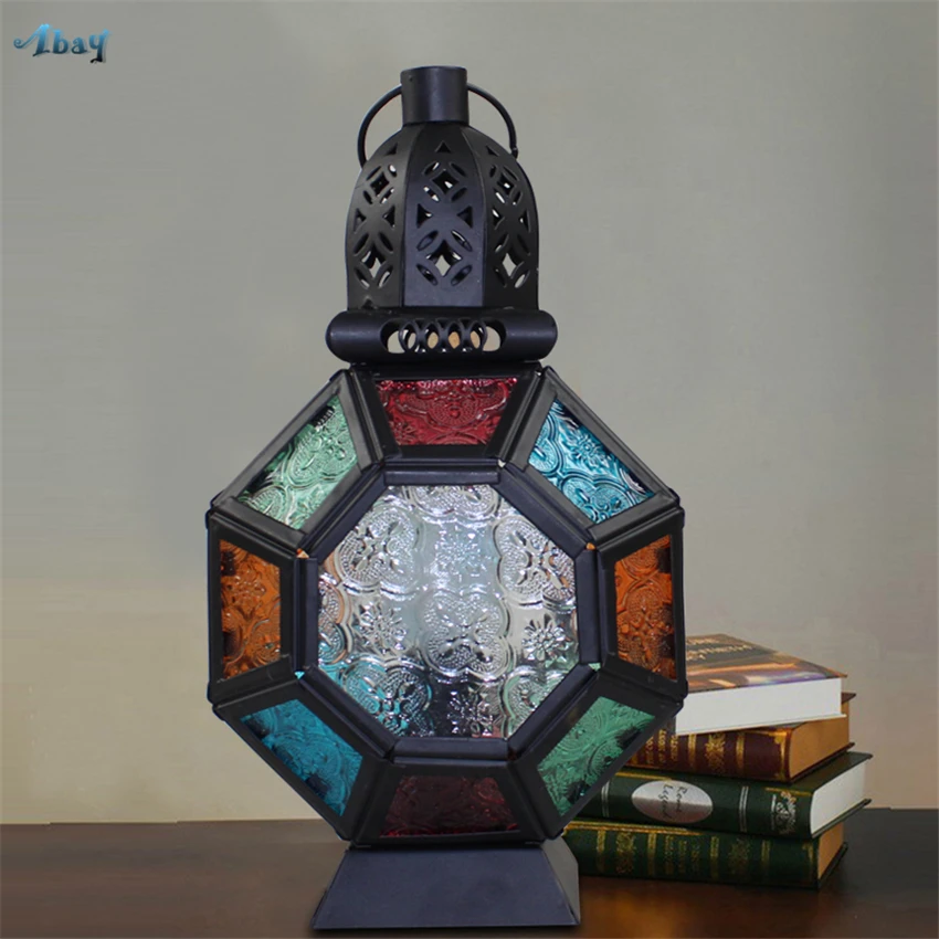 Mediterranean Retro Glass Table Lamps Cafe Library Industrial Restaurant Living Room Study Bar Tiffany Night Light Deco Fixtures | Лампы и