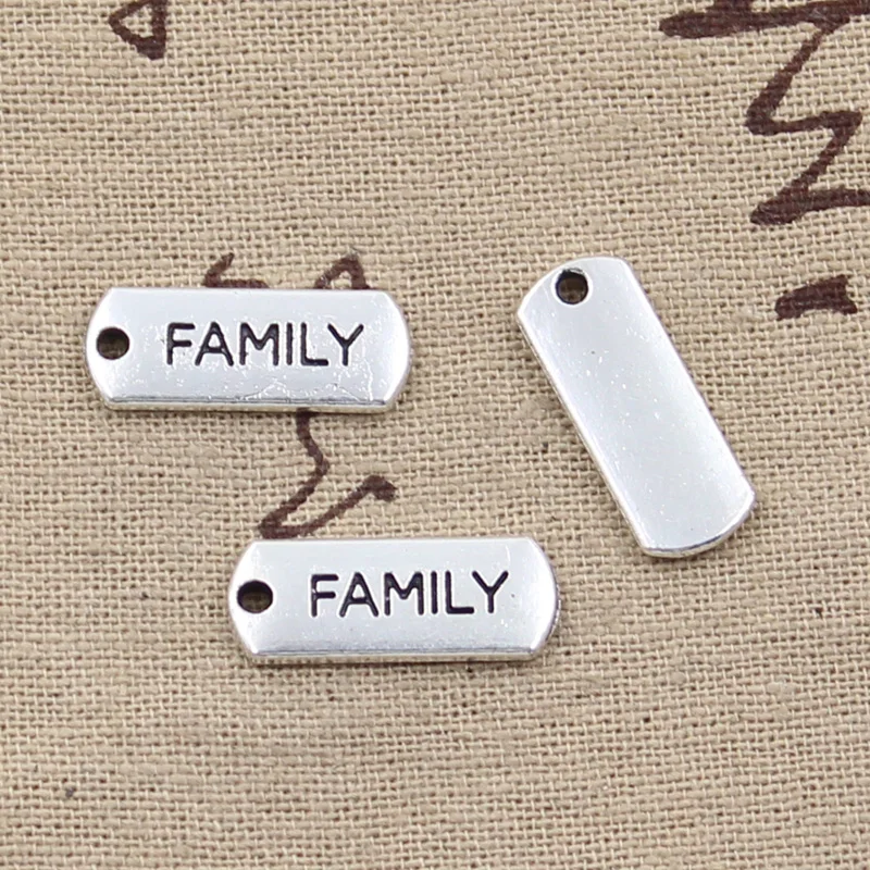 6 шт. очаровательные тарелки семья 21x8 мм антикварное изготовление Кулон fit